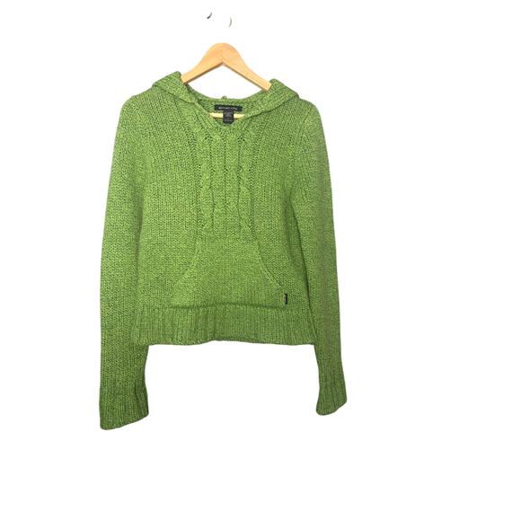 Nostalgic Y2K Abercrombie & Fitch Green Cabled Chunky Sweater Size Large Wool - Picture 1 of 5